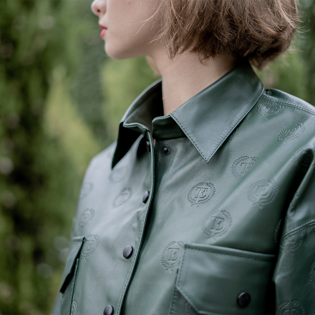 Logo Leather Jacket green, onesize TE Dreamers Club